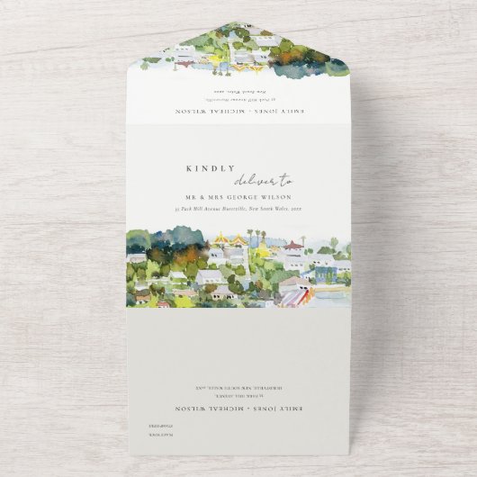 Landschap Landschap Landschap Wuwen QR-code All In One Uitnodiging (Buitenkant)