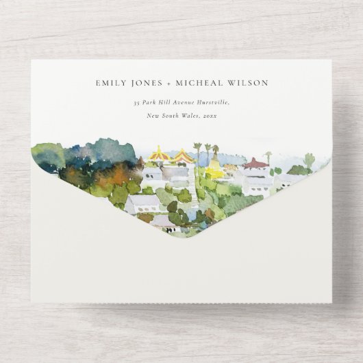 Landschap Landschap Landschap Wuwen QR-code All In One Uitnodiging (Achterkant)