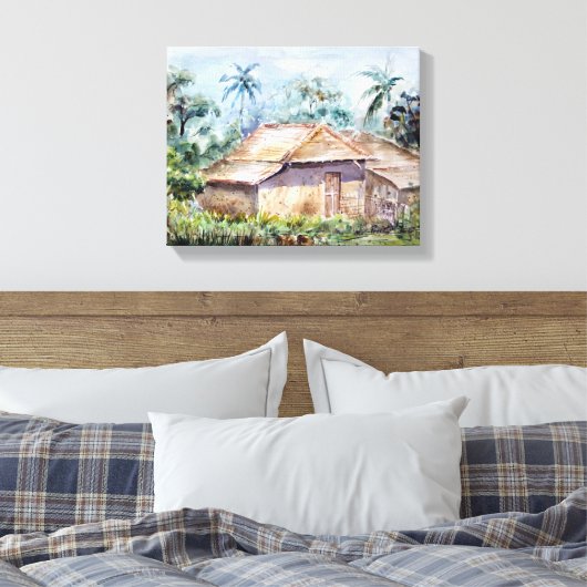 LANDSCHAP landschap schilderij Canvas Print (Insitu (Slaapkamer))