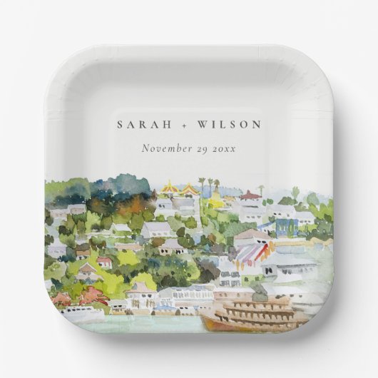 Landschap Landschap Wuwschap Elegant rivier Cruise Papieren Bordje (Voorkant)