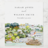 Landschap Landschap Wuwschap Elegant rivier Cruise Wijn Etiket (Enkel label)