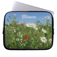 Landschap, lucht, bloemen, zomer, weide, veld