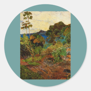 Landschap Martinique van Paul Gauguin (1887) Ronde Sticker