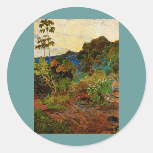 Landschap Martinique van Paul Gauguin (1887) Ronde Sticker (Voorkant)