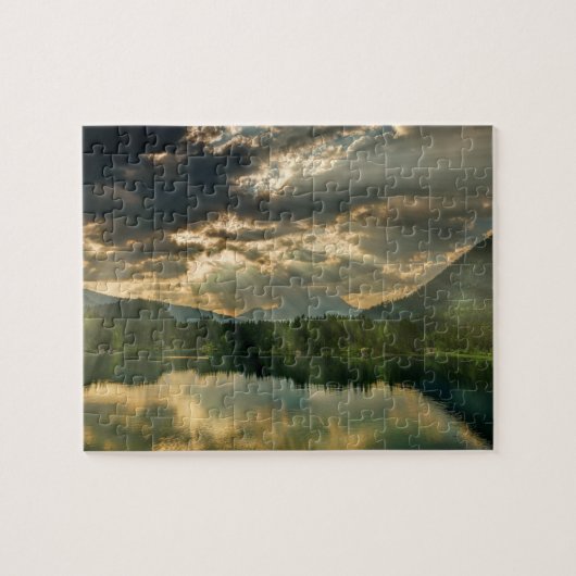 Landschap Meer, Bergen, Reflecties, & Lucht Legpuzzel (Horizontaal)