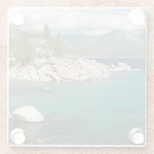 Landschap meer glazen onderzetter (Achterkant)