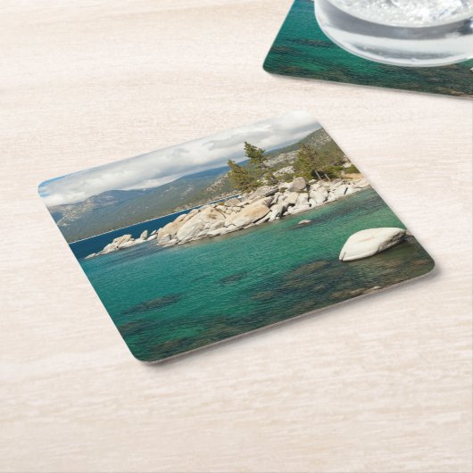 Landschap meer kartonnen onderzetters (Schuin)