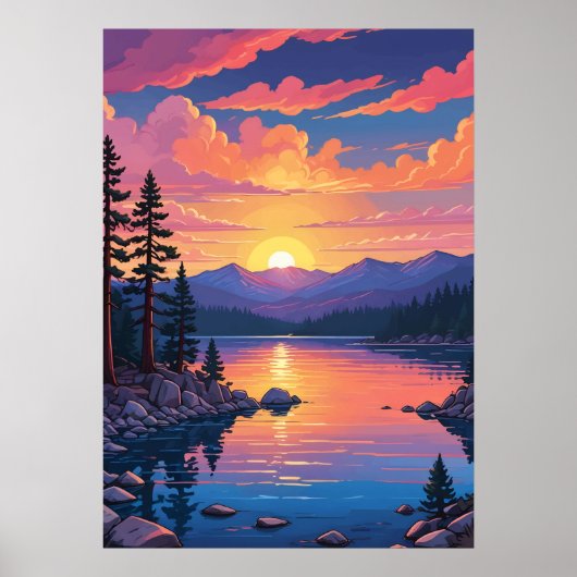 Landschap meer van Tahoe Poster (Voorkant)