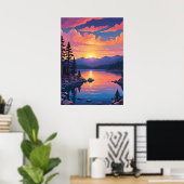 Landschap meer van Tahoe Poster (Thuiskantoor)