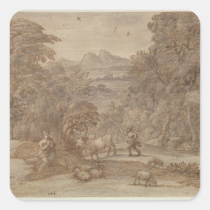 Landschap Mercury en Apollo Vierkante Sticker