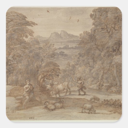 Landschap Mercury en Apollo Vierkante Sticker (Voorkant)