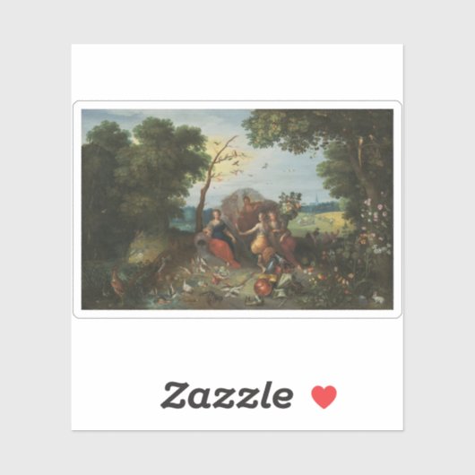 Landschap met allegorieën van de vier elementen sticker (Vel)