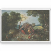 Landschap met allegorieën van de vier elementen sticker (Voorkant)
