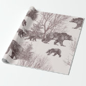 Landschap met beren, kubs, winterbomen en fit cadeaupapier (Uitgerold)