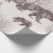 Landschap met beren, kubs, winterbomen en fit cadeaupapier (Hoek)