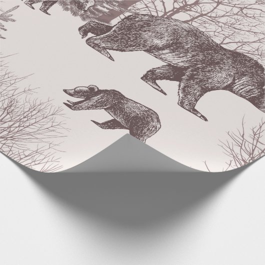 Landschap met beren, kubs, winterbomen en fit cadeaupapier (Hoek)