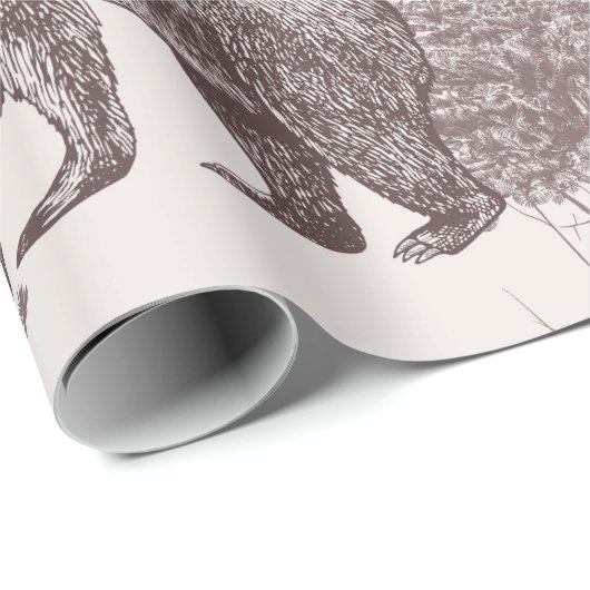 Landschap met beren, kubs, winterbomen en fit cadeaupapier (Rol Hoek)