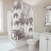 Landschap met beren, kubs, winterbomen en fit douchegordijn (In situ)