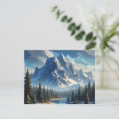 Landschap met bergen, bomen en meer, briefkaart (Staand voorkant)