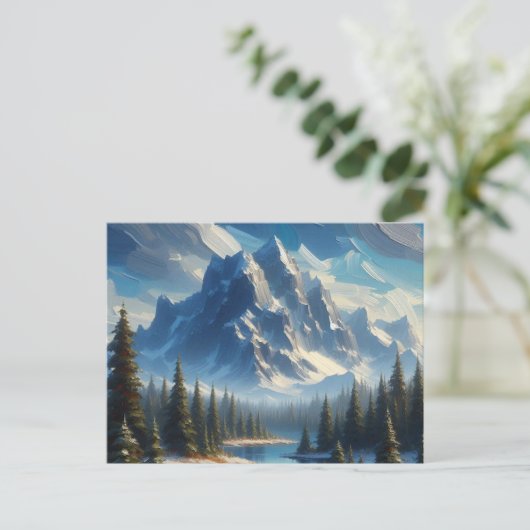 Landschap met bergen, bomen en meer, briefkaart (Staand voorkant)