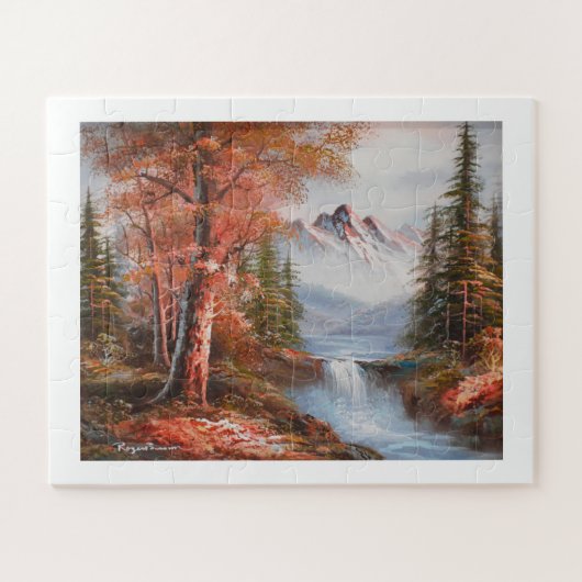 Landschap met bergen en waterval legpuzzel (Horizontaal)