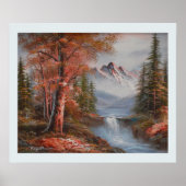 Landschap met bergen en waterval poster (Voorkant)
