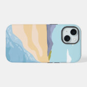 Landschap met bergen en zee iPhone 15 case (Achterkant horizontaal)