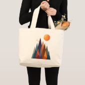 Landschap met bergen en zon grote tote bag (Voorkant (product))