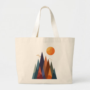 Landschap met bergen en zon grote tote bag