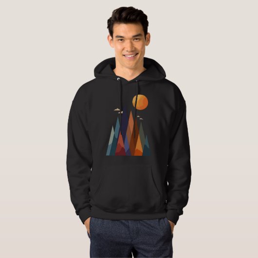 Landschap met bergen en zon hoodie (Voorkant volledig)