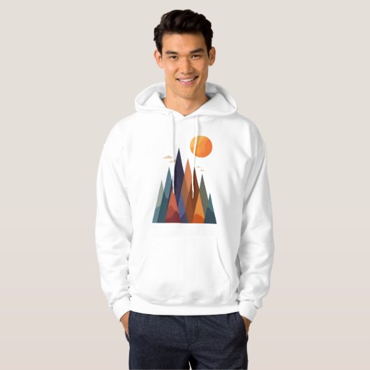 Landschap met bergen en zon hoodie (Voorkant volledig)