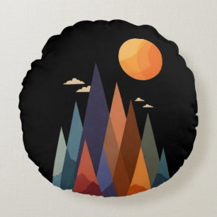 Landschap met bergen en zon rond kussen