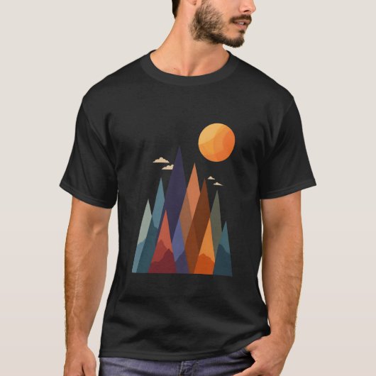Landschap met bergen en zon t-shirt (Voorkant)