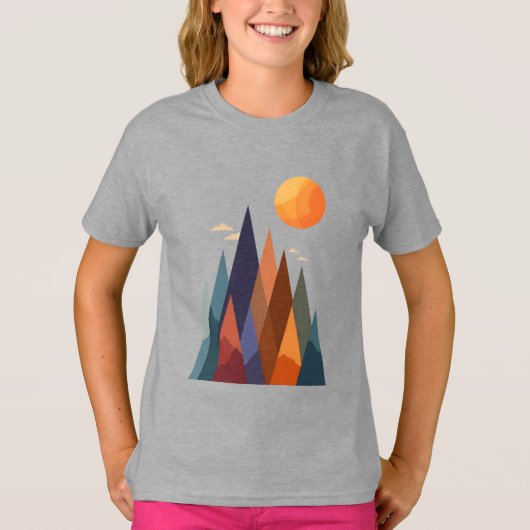 Landschap met bergen en zon t-shirt (Voorkant)