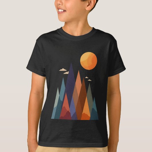 Landschap met bergen en zon t-shirt (Voorkant)