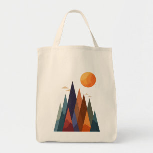 Landschap met bergen en zon tote bag