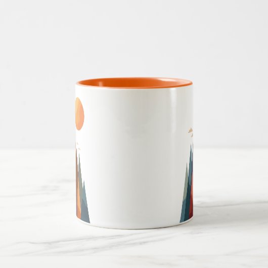 Landschap met bergen en zon tweekleurige koffiemok (Center)