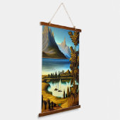 Landschap met bergen kunst hangend wandkleed (Gebogen)