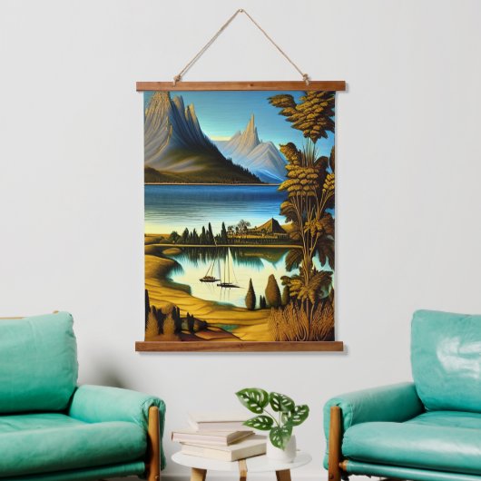 Landschap met bergen kunst hangend wandkleed (Woonkamer)
