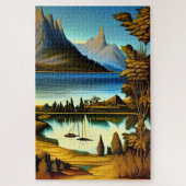 Landschap met bergen kunst legpuzzel (Verticaal)