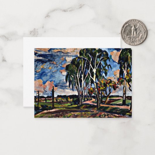 Landschap met berken bij Tucapy van Sobeslav Notitiekaartje (Voorkant / Achterkant in situ)