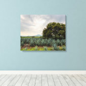 Landschap met blauw Agave Canvas Afdruk (Insitu (Houten vloer))