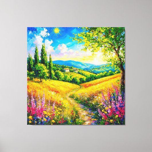 Landschap met bloemen canvas afdruk (Voorkant)