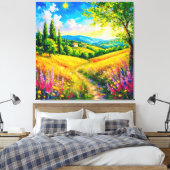 Landschap met bloemen canvas afdruk (Insitu (Slaapkamer))