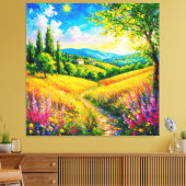 Landschap met bloemen canvas afdruk (Insitu (Woonkamer))