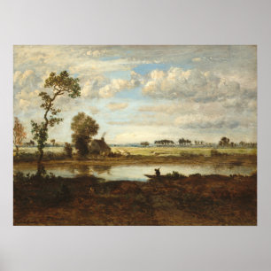 Landschap met Boatman, Théodore Rousseau Fine Art Poster