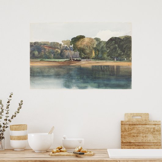 Landschap met bomen en water poster (Keuken)