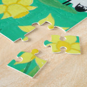 landschap met bomen heuvels blauwe lucht en schaap legpuzzel (Zijkant)