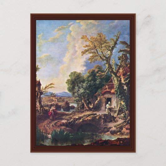 Landschap met broeder Lucas van François Boucher Briefkaart (Voorkant)