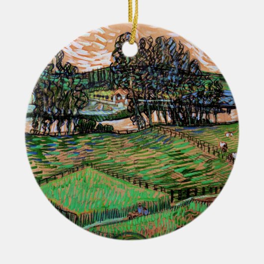 Landschap met brug over de Oise Keramisch Ornament (Voorkant)